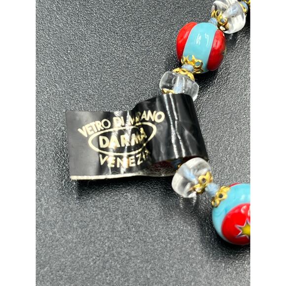 Darma Veiro Murano Venezia Italian 
Blue Red Glass Yellow Star Bracelet New - Picture 5 of 6